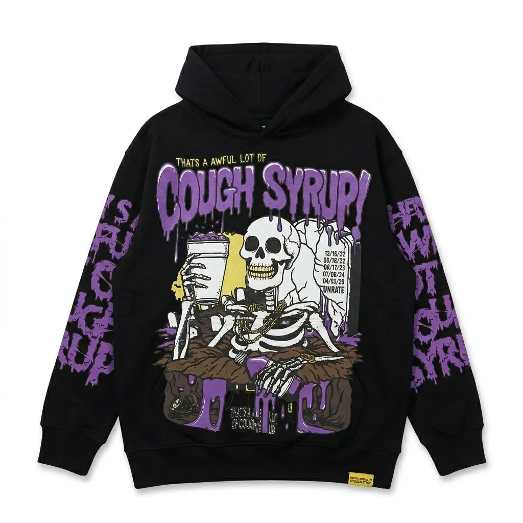 Cough Syrup Skeleton Hoodie Black