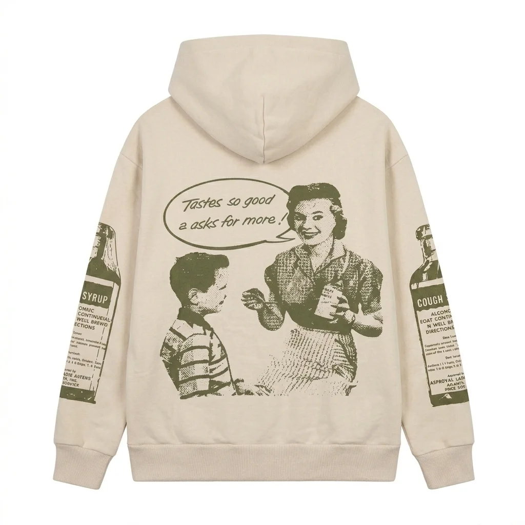 Cough Syrup Cures The Cough Hoodie Beige