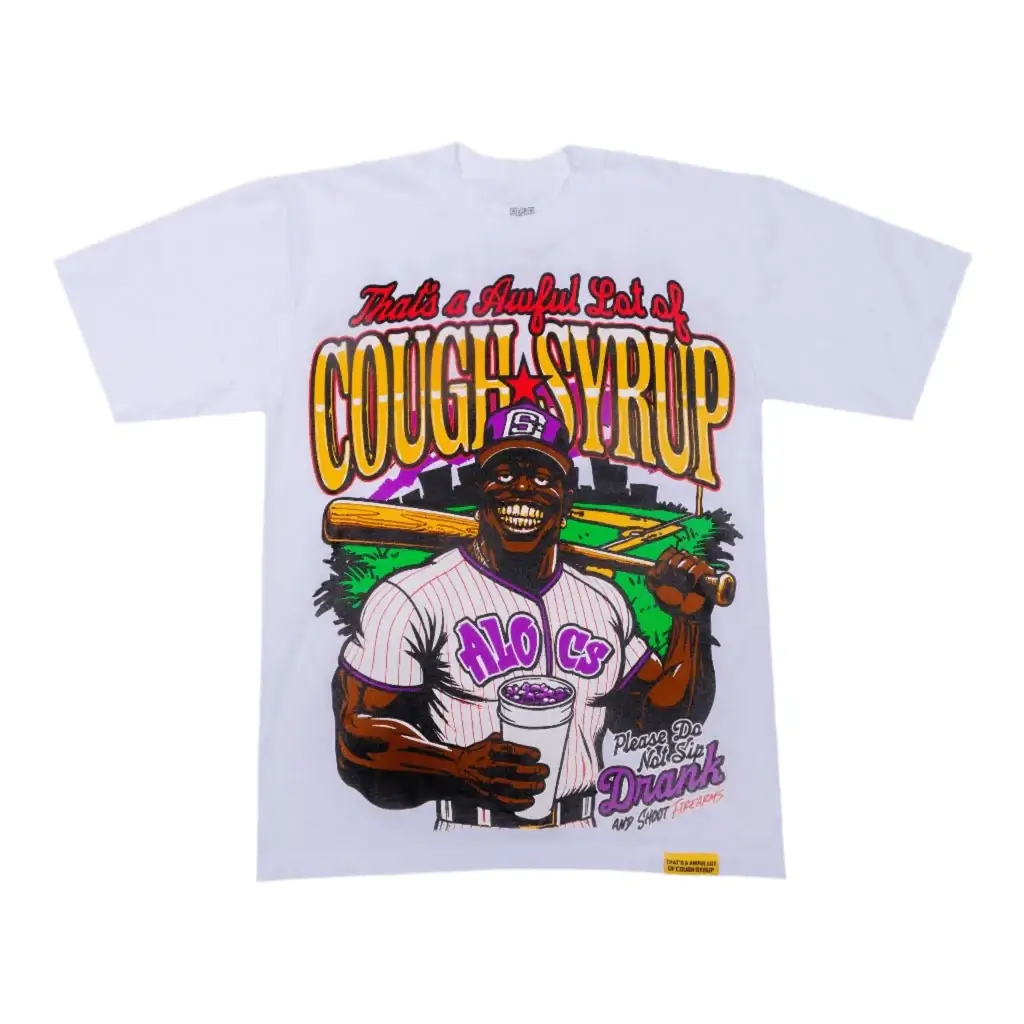 Cough Syrup Baseball Tee White